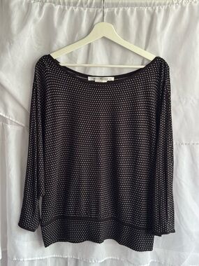 Max Studio Polka Dot Long Sleeve Top